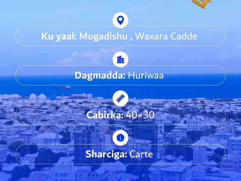 Land in Waxar Cadde, Mogadishu — $75,000