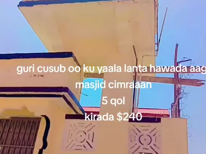 5 Bedroom Villa in Masjidka Cimraan, Bosaso — $240/mo