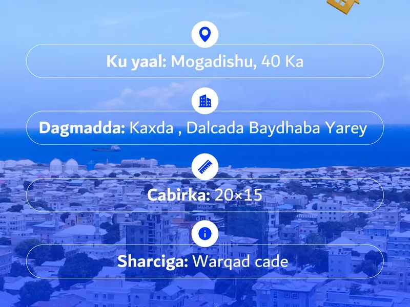 Land in Kaxda, Mogadishu — $20,000